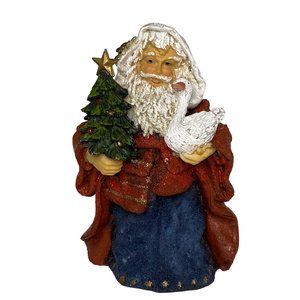 Unbranded 6.5" Resin Santa Holding Tree Goose Figurine Christmas Decor Holidays